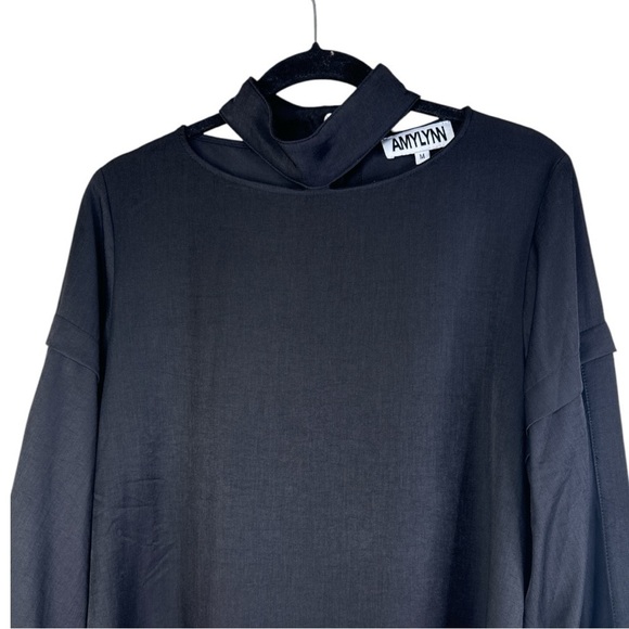 Amy Lynn Black Choker Mini Dress Balloon Sleeves Medium - Picture 4 of 15